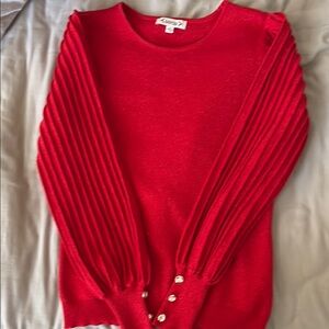 Subtle metallic Red Sweater with Button Detail